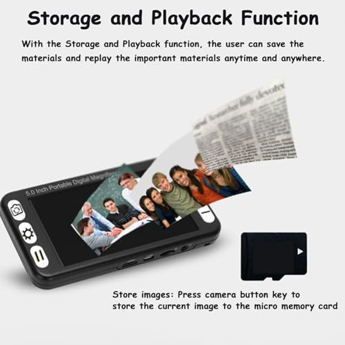 Lupa digital, ayuda de lectura electrónica plegable de 5 pulgadas con enfoque automático, zoom 2X-48X, lupa de video para personas mayores y baja visión