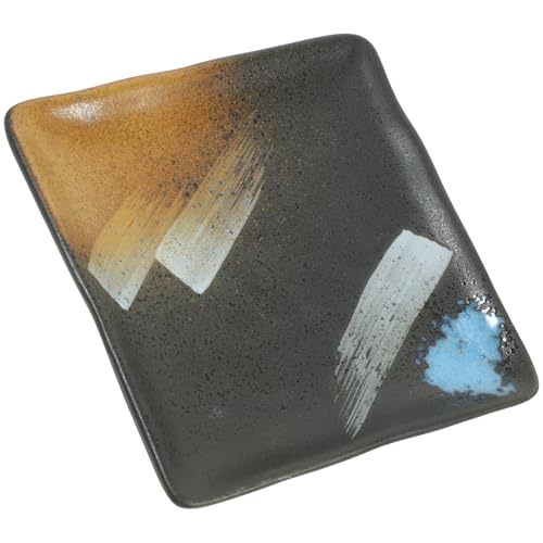 Plato de cerámica cuadrado negro 13.5x13.5 cm miniatura 1