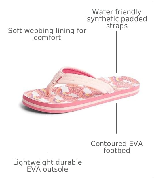 Image of REEF Girls Kids Ahi Beach Flip Flop, Soft Cushion Footbed, Water Friendly