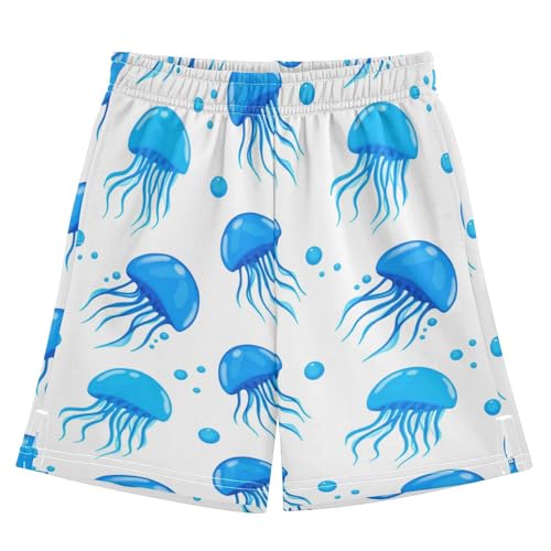 Jellyfish Bubble Blue Boys Athletic Shorts Kids Youth Casual Shotrs with Pockets Elastic Waistband