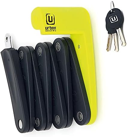 URBAN UR469Y Folding Bike Lock, Security Fold Chain Heavy Duty Electric Scooter Lock Bicycle Easy Mounting with Bracket, Scooter Electric, Roller Rugged, Anti-Cut Steel Anti-Scratch Coating