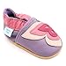 Produktbild Dotty Fish weiche Leder Babyschuhe. Rutschfesten Wildledersohlen. 18-24 Monate (23 EU). Lila mit rosa Schmetterling.