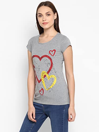 Image of Modeve Women Printed Cotton Blend Half Sleeve Round Neck T-Shirt for Summer