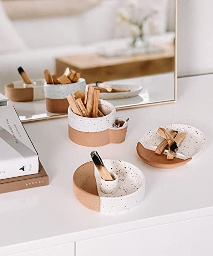 Bursera Palo Santo Holder, Tree Planted with Every Order, Ceramic Holder for Palo Santo Sticks (Speckled White/Beige)