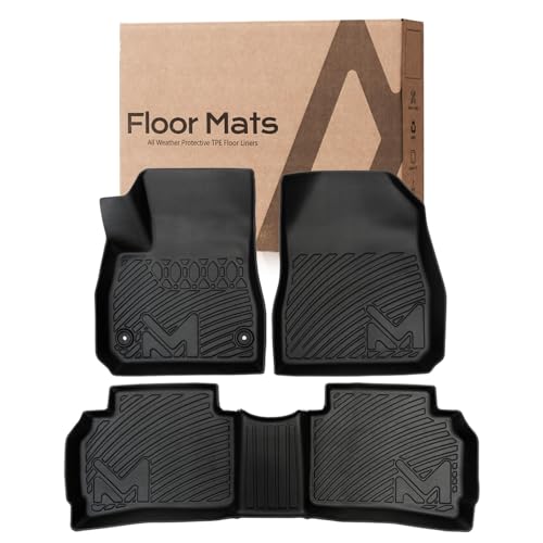 Image of TPE Automotive Floor Mats Custom for 2016-2025 Chevy Malibu (Not for Malibu Limited), All Weather Cover Protection Waterproof Black Floor Liner Front & Rear Row Full Set Car Mats, 3PCS