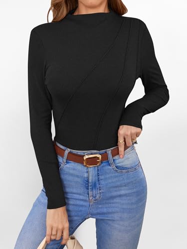 ANRABESS Womens Long Sleeve Mock Neck Shirts Fitted Dressy Casual Blouse 2025 Fall Office Work Thermal Tops2