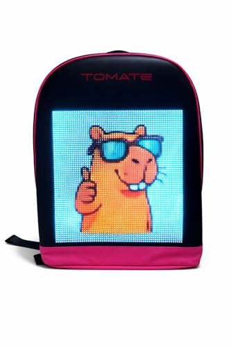 Mochila LED Personalizável RGB USB para Notebook 15.6” Painel Digital Gamer Moderna com App (Rosa)