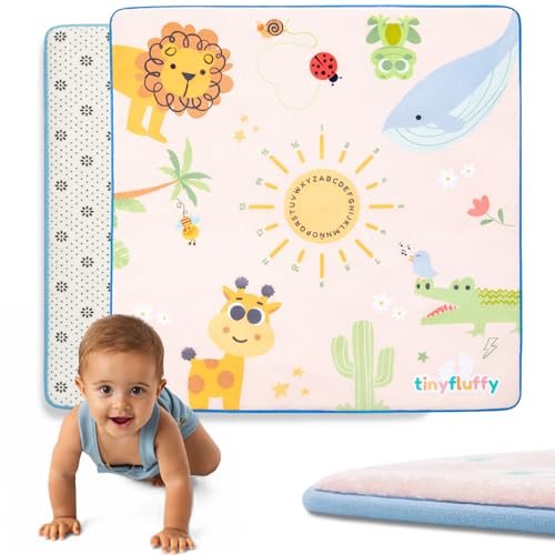 tinyfluffy Tapete de bebé acolchoado dobrável – 130 x 130 2 cm de espessura, tapete de bebé de chão, tapete acolchoado para bebé, chão para bebés acolchoado, tapete de atividades para bebé, manta