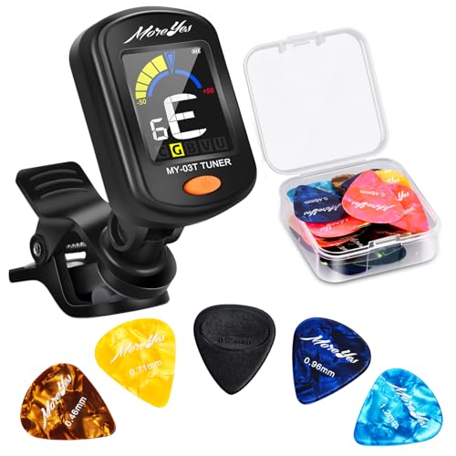 Rechargeable Guitar Tuner Clip On with 28PcsGuitar Picks, Guitar Tuner for Acoustic Guitar,Electric...