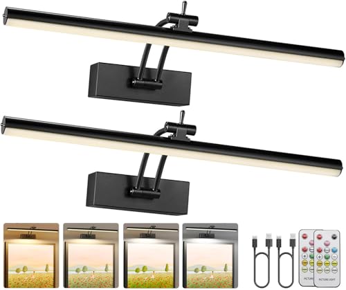 Wireless Picture Light Set for Wall Art, Battery Operated with Remote Control