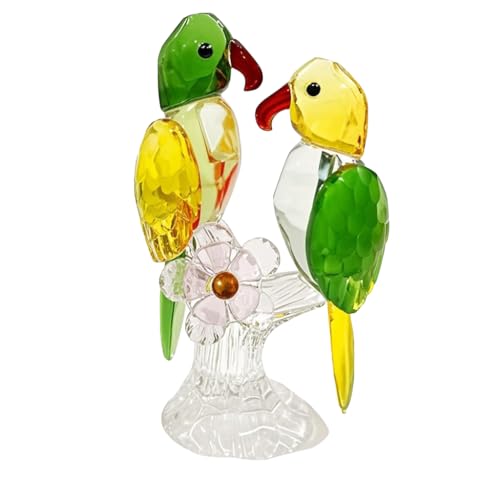 Figura Decorativa de Cristal Ave Loro Multicolor