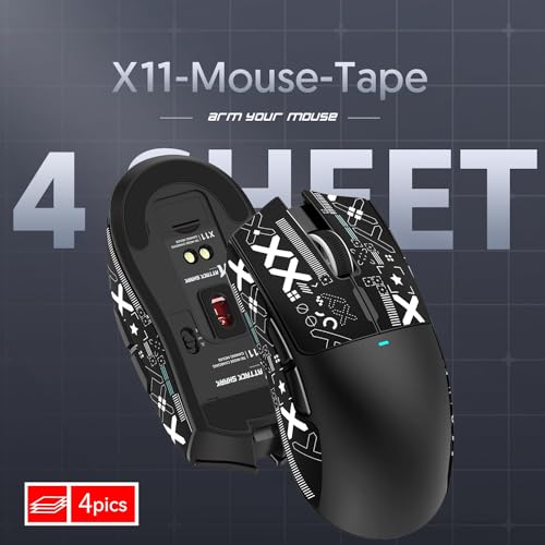 Image of ATTACK SHARK Mouse Anti-Slip Grip Tape for Superlight Wireless Gaming Mice,Universal Fit, Sweat-Resistant, Elastic Side Grips, Effortless Application, Ultra-Thin Design (0.5mm /0.02in)- Black