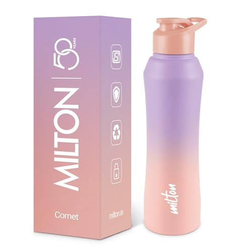 Image of MILTON Comet 1000 ISI Certified Stainless Steel Water Bottle I Leak Proof I Rust proof I Single Walled I Ideal for Office, School, Home, Gym, 1000 ml, Purple & Pink