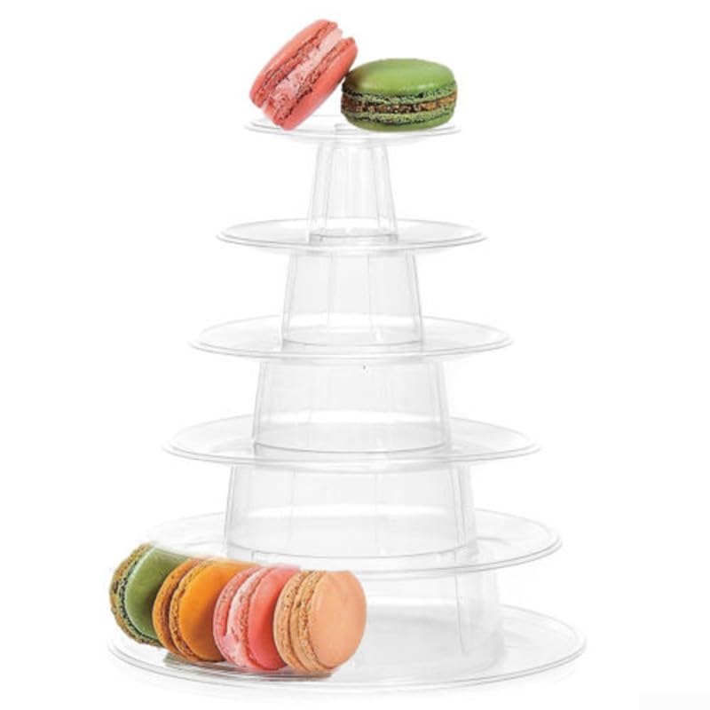 Présentoir rond à 6 niveaux pour macarons - Pour fêtes, mariages, anniversaires - Réglable - Empilable - En PVC