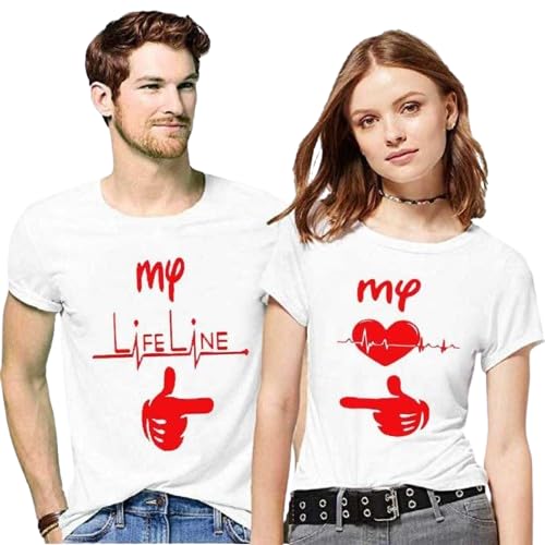 RajaipuriPVS Trend Men's Regular Fit Couple Printed Half Tshirt | Soild Casual Tshirt