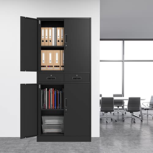 Jinkur Metal Storage Cabinet With Locking Doors And Adjustable Shelves, Lockable Storage Cabinets With Drawers For Home Office Garage Kitchen Pantry (Black) #TOP7