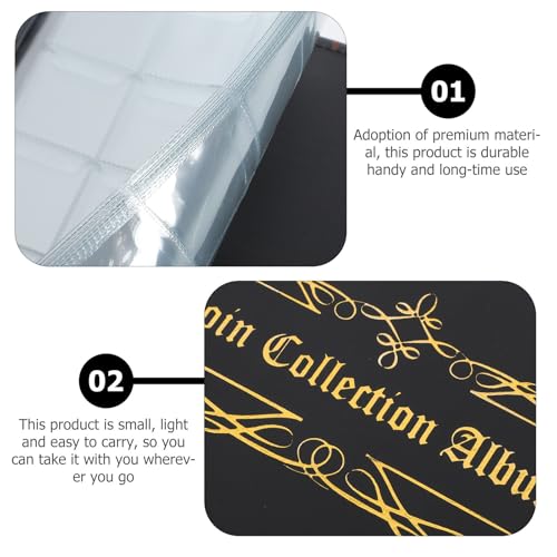 Álbum de colección de monedas con 200 compartimentos transparentes de PU 3