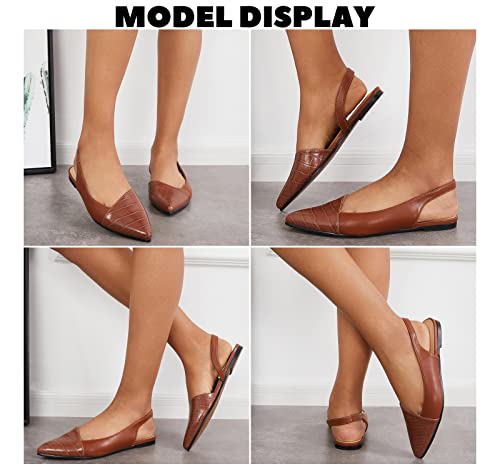 LAICIGO Women's Closed Pointed Toe Flats Slingback Low Heel Slip-on Cutout Animal Print Backless Mules Sandals4