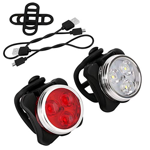 Budermmy Luces Bicicleta Impermeable LED Kit Luz Bicicleta Luces Delanteras y Traseras Recargables USB para Bicicleta, 650mAh 4 Modos