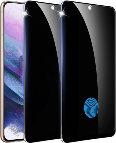 Amleute 2+1 Pack Designed for Samsung Galaxy S21 Privacy Screen ProtectorSupport Fingerprint Unlock 9H Tempered Glass AntiSpy Film Compatible with Samsung S21 5G