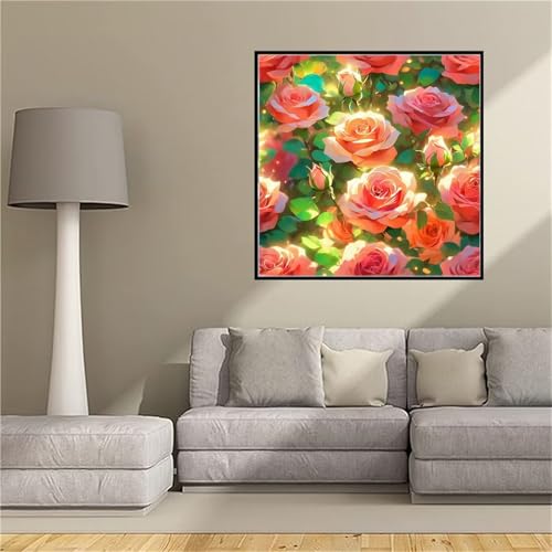 Diamond painting kit complet rose rouge 5D avec strass pour grand format décoration murale