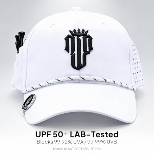Image of NJF Golf Hat Men - Breathable Mens Golf Hats, Adjustable Rope Hook and Loop Style Cap, Convenient Cap with Tee Holder