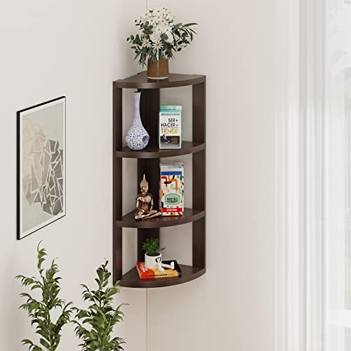 Image of BLUEWUD Alba Engineered Wood Multipurpose Wall Decor Floating & Free Standing Shelf Display Rack Decorative Hall Decor for Living Room Home Furniture (3 Shelves) (Wenge)