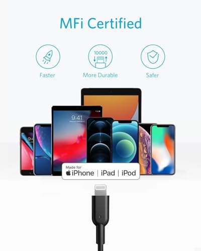 Image of Anker USB C to Lightning Cable MFi Certified [6ft] Compatible with iPhone 13, 12, 11, X Series & AirPods Pro, Supports Power Delivery Fast Charging (Black),Ideal for Home Use and Daily Use
