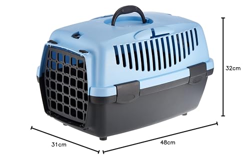 TRIXIE Transportbox Capri 1, XS: 32 × 31 × 48 cm - Tragegriff - Kunststoff - dunkelgrau/pastellblau - 39812