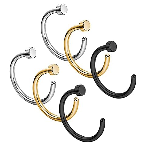 LEEQ inless Steel Nose Ring Hoop Nose Stud Body Jewelry Piercing, 6 Pieces by LEEQ Cover