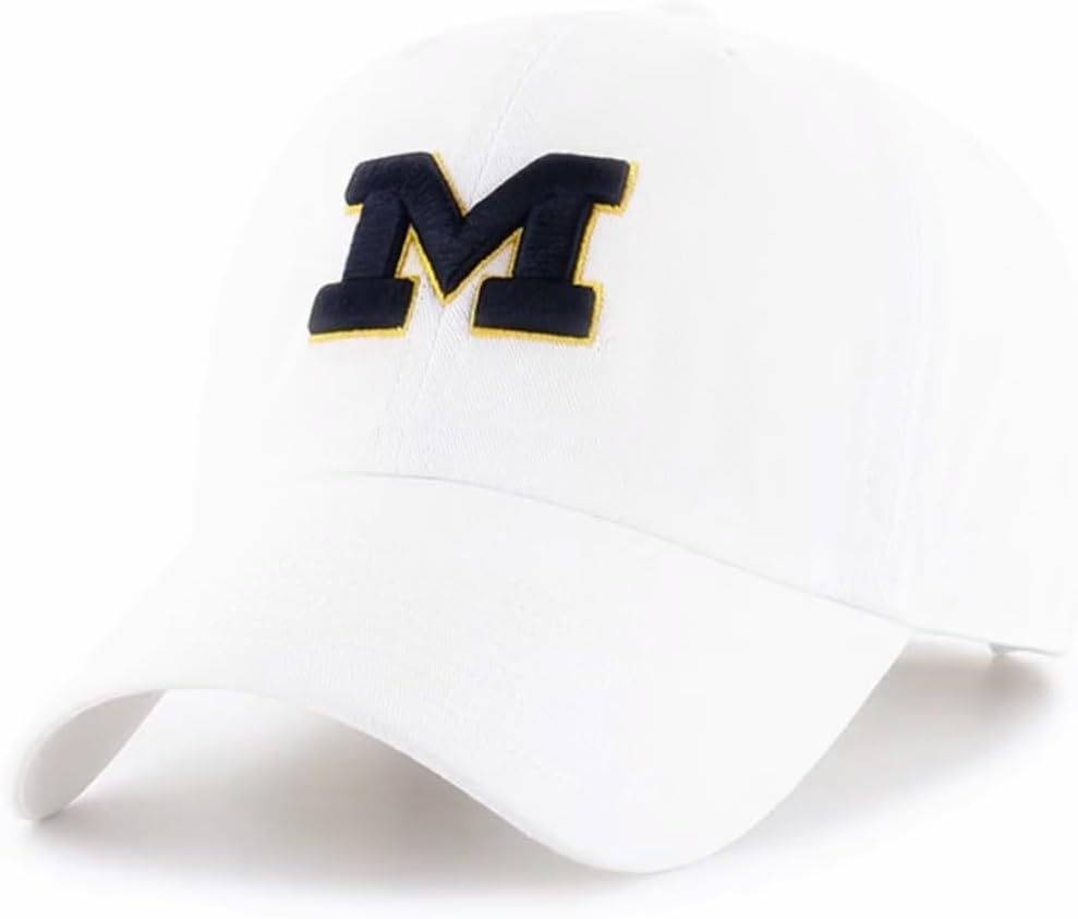 Officially Licensed Michigan University White MVP Hat Classic Team Logo Adjustable Embroidered Cap