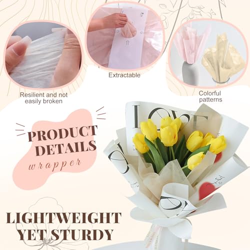 fuxunamz Blumenstrauß Geschenkpapier, Blumen Floristenbedarf, Wrapping Paper Perfect für Blumen, Geschenke, Crafts 30x30 cm