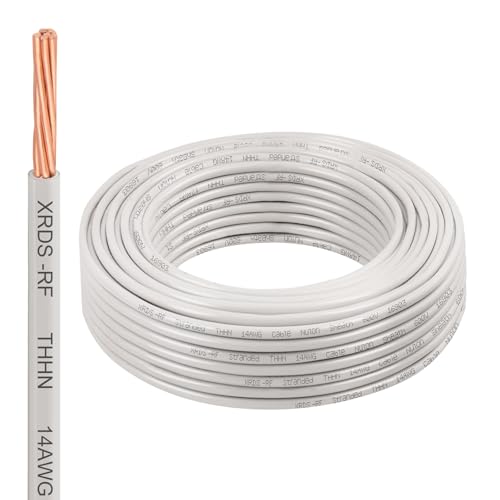 Image of 14AWG THHN Electrical Wire 50FT - Stranded Bare Copper Conductor with PVC and Nylon Insulation, Heat and Oil Resistant Cable