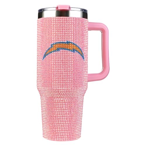 Image of The Memory Company Officially Licensed 40oz Pink Bling Game Day Tumbler, Los Angeles Chargers