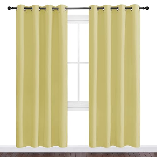 Image of NICETOWN Paler Yellow Blackout Curtains 78 inch Long for Office, 55 inch Wide, 2 Pieces, Dining Room, Guest Room, Sound Reducing Heat and Cold Block Curtain Panels for Modern Room Decorative