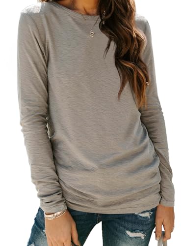 Image of AUTOMET Women's Long Sleeve Crewneck Shirts Casual Basic Tops