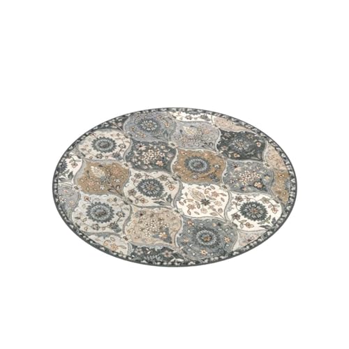Lahome Moroccan Trellis Round Area Rugs - Washable Small Round Rug 3Ft Non-Slip Soft Circle Rugs For Bedroom Vintage Ultra-Thin Throw Carpet For Entryway Kitchen Laundry Bathroom thumb #3