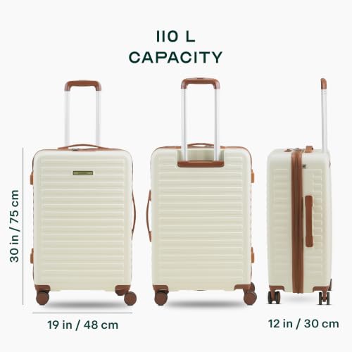 Image of Assembly Stark 28 Inch Large Check-in Trolley Bag Hard Shell Polycarbonate Suitcase with TSA Lock 8 Spinner Wheels Moon White