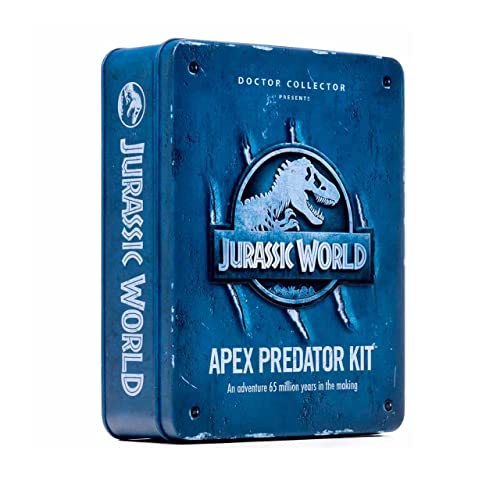 Doctor Collector Jurassic World Apex Predator Kit, offizielle Sammleredition mit exklusivem Zubehör in Einer Metallbox