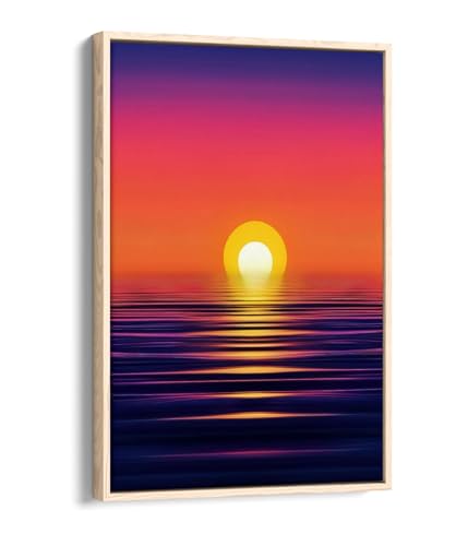 Toile Cosmic Purple Sunset tableau avec cadre chêne 50x75 cm