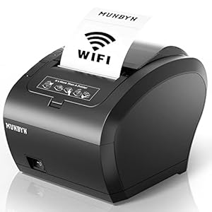 MUNBYN WiFi Receipt Printer with USB Port, 80mm POS Printer Works with Square Mac Windows Chromebook Linux Cash Drawer, ESC/POS (P047-WiFi), High-Speed Auto-Cutter Wall Mount, NO Bluetooth