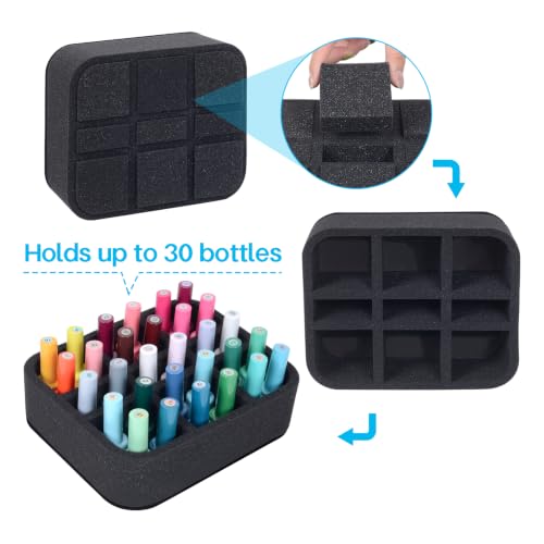Image of Nail Polish Organizer Holder Foam Pad DIY with 9 Slots for Storage Nail Polish or Essential Oil Tray for Drawers Black