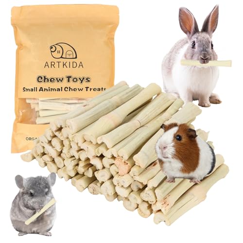 ARTKIDA 2.7lb Sweet Bamboo Sticks for Rabbits Chew Sticks Toys Guinea Pig Hamster Chinchilla Molar Treats Snacks Natural Teeth Grinding Toys