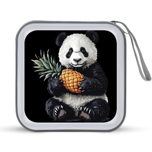 This Panda Loves Pineapples CD Case Plastic DVD Case Holder Wallet Disc Storage Organizer for Car Travel