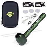 Set Mini Pipa da fumo, metallo pipas, Set di pipa per tabacco da uomo, Pipa per fumare con 10 filtri per tubi, 3-In-1 Schiacciapathe, adatta ai prodotti del tabacco (Verde)