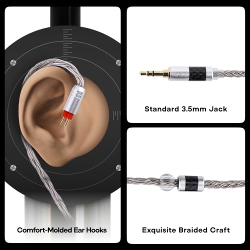 Image of Linsoul Tripowin Zonie IEM Cable, 2m Long Earbud Cord, 16 Core Silver Plated Earphone Cable, in Ear Monitor Wire for Audiophile Musician (2Pin)