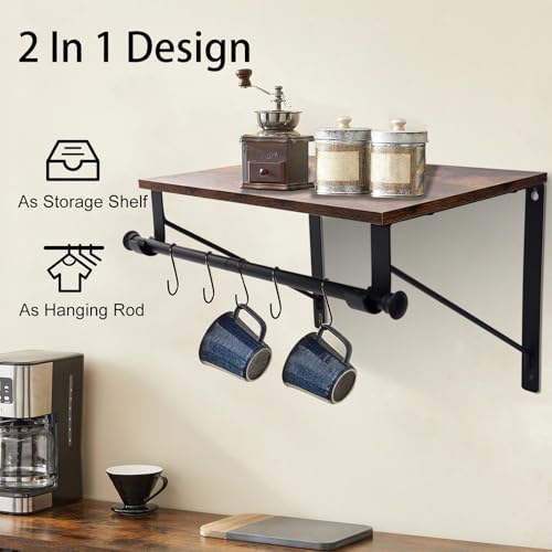Estante de armario de pared con barra ajustable y soportes de almacenamiento resistente 4