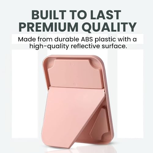 Image of Hand Mirror | Glass Rectangle Cosmetic Standing Mirror for Makeup, Portable for Travel, Camping, Home (Blue - Pack of 1, Rectangular, Floor Mount, Framed)