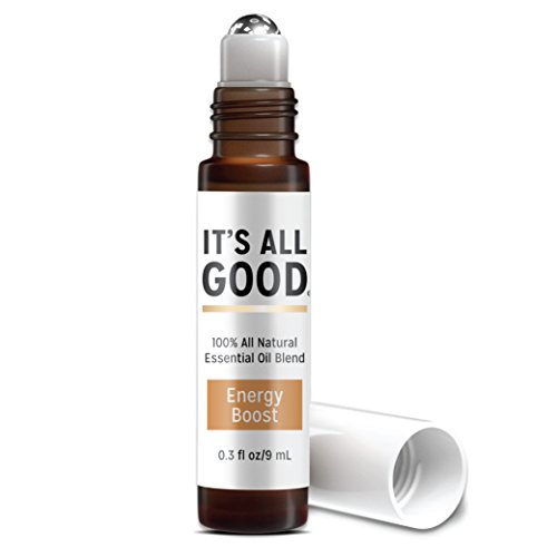 It’s All Good Energy Boost Essential Oil | Pure Natural Therapeutic Grade Aromatherapy for Energy, Relaxation - 100% Natural, Vegan. Toxin & Cruelty Free in Our Signature Coconut Oil Blend | 0.3 Fl Oz