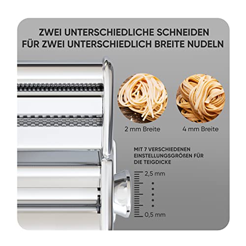 True Kitchen® Pastamachine handmatig handmatig met Bella Pasta machine voor lasagne, ravioli, spaghetti en tagliatelle I volledig van roestvrij staal met metalen handvat - Image 5